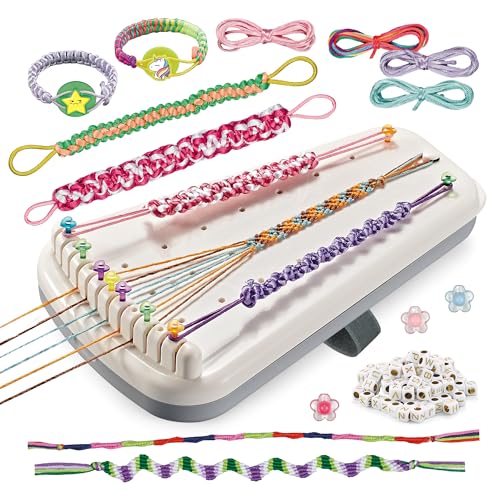 Chilpals Friendship Bracelet Making Kit for Girls 8-12, DIY String Bracelet Maker & Jewelry Craft Kits - Innovative Leg-Strap Design, Birthday Gifts Ideas for Kids Ages 7 8 9 10 Year Old (White) - color: White