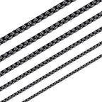 Square Rolo Chain Necklace Stainless Steel Round Box Necklace for Men Women/2mm-7mm/16Inch-36Inch - color: Stainless Steel-Black, size: 24 Inches, style: 2 mm width