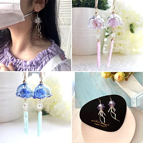 FASHEWELRY 10pcs Handmade Glass Trumpet Flower Beads Colorful Crystal Floral Spacers Bulk for Jewelry Bracelets Earring Craft Making (Clear AB) - color: Clear AB