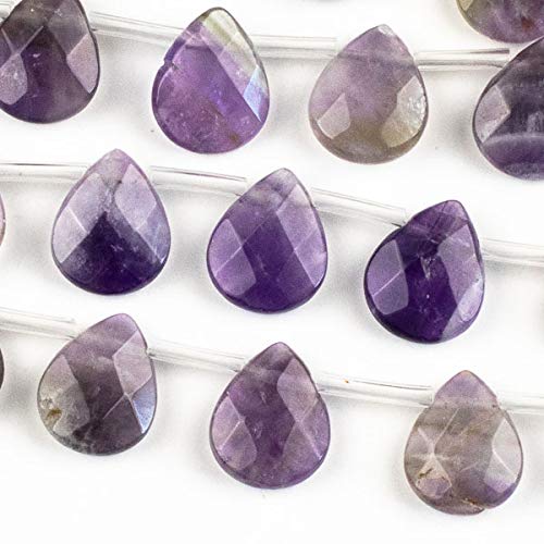 Cherry Blossom Beads Amethyst 12x15mm Faceted Top-drilled Gemstone Teardrop Beads - 12 pcs/ 8 Inch Strand - color: Amethyst