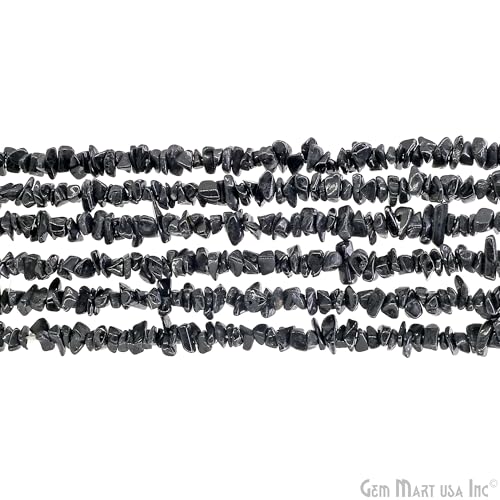 GM GemMartUSA Black Spinel Natural Raw Chip Beads Strands | Semi-Precious | AAA+ Quality 1 Strand 34” | DIY Bracelet Jewelry Making, Healing Crystal Craft| 4-6mm - Black-Color Gemstones (CHSB-70001) - color: Black Spinel (CHSB-70001)