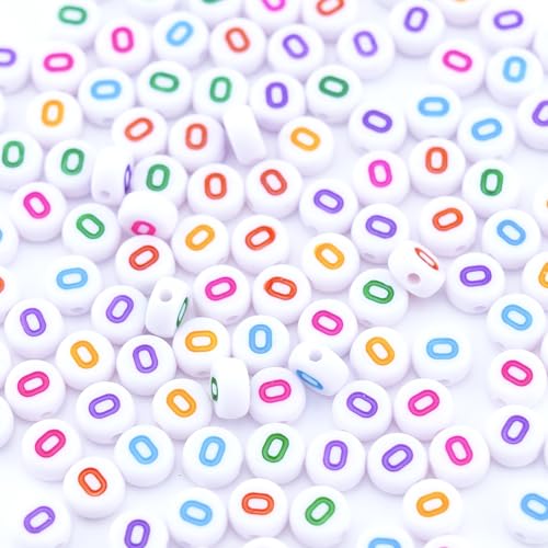 300Pcs Vowel Letter Beads O 4X7mm Individual Round Alphabet Beads for Friendship Bracelets Making - color: Round - O