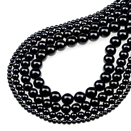 Bymitel 10mm Natural Onyx Black Agate Round Beads Gemstones Genuine with 90pcs DIY Jewelry Making Unisex (10mm 90pcs, Black Onyx) - color: Black Onyx, size: 10mm 90pcs