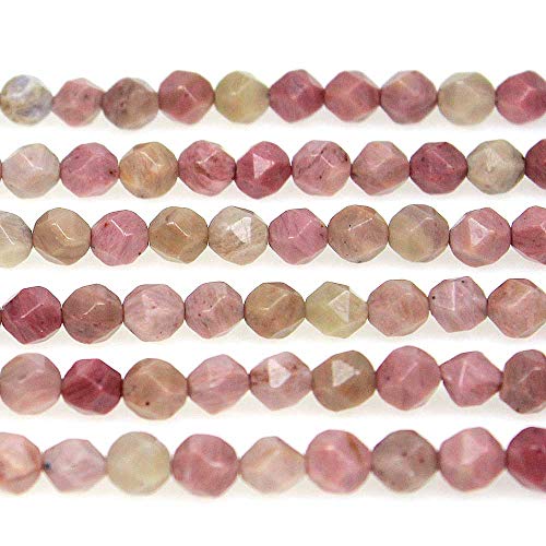 MJDCB Best Sellers Natural Stone Beads Faceted Polygon Rhodonite Crystal Energy Stone Healing Power for Jewelry Making(8mm) - color: Rhodonite