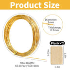 WINUSD Cloisonne Wire 20m Gold & Silver (1x0.3mm) | Jewelry Making Tools Kit with 2 Wire Straightening Boards for DIY Metalwork, Home Decor, Crafting Gifts, Artisan Supplies & Beginners/Professionals