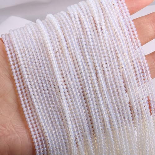 155pcs 2mm Natural Opalite Stone Loose Round Beads Gemstone Smooth Samll Spacer Beads for jewerly Making Bracelet Necklace - color: Opal, size: 2 mm