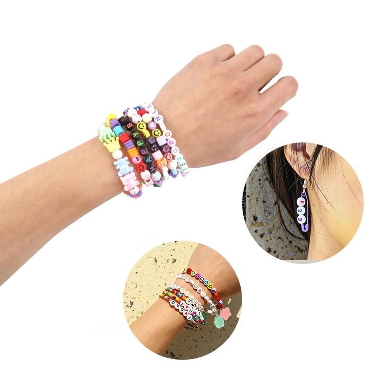 1000Pcs Acrylic Number Beads Round Number Round Beads 4x7mm Mixed Number Beads, for Jewelry Bracelets Necklaces Key Chains Making (White Colorful) - color: White Colorful