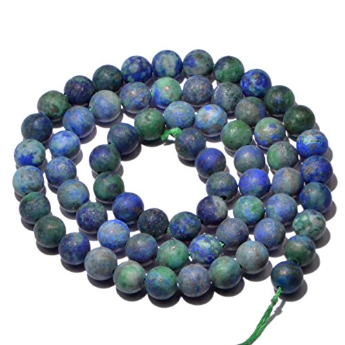 AD Beads Beautiful Natural Matte Gemstone Round Spacer Loose Beads 4-12mm (6mm, 04 Matte Lapis Chrysocolla) - color: 04 Matte Lapis Chrysocolla, size: 6mm