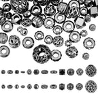 PH PandaHall 12 Styles Brass Spacer Beads, 96PCS Gunmetal Jewelry Beads Pumpkin Round Metal Spacers Polygon Flower Beading for DIY Summer Bracelet Necklace Jewelry Making Craft, 3-8mm