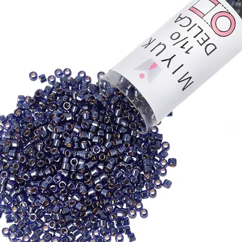 Miyuki Delica Seed Beads – Size 11/0 (1.6 mm), DB0278, Lined Dark Blue Luster, 7.2 g, Approx. 1440 Beads, Made in Japan - color: DB0278 - Lined Dark Blue Luster