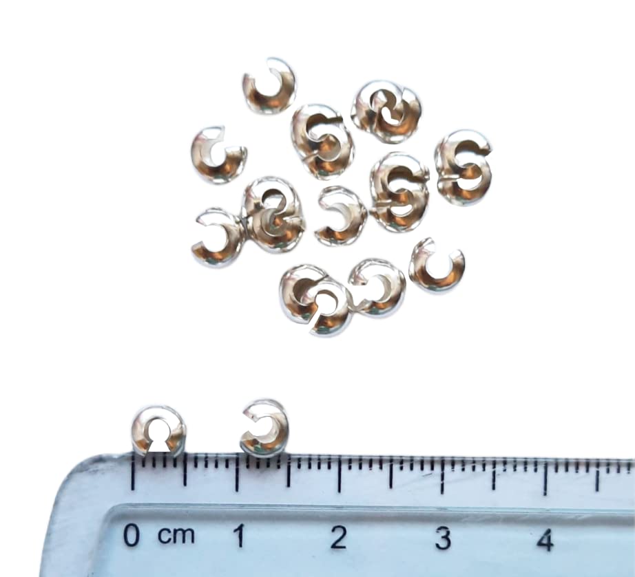 20pcs 925 Sterling Silver Open Crimp Bead Covers, 5MM, By CRAFT WIRE - color: 925 Sterling Silver, size: 5MM