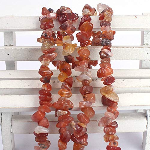 Jewelry Making 6-8mm Gemstone Fluorite Indian Moss Black Onyx Agate Aventurine Jade Opalite Carnelian Chips Beads Strand 34" (Carnelian) - color: Carnelian