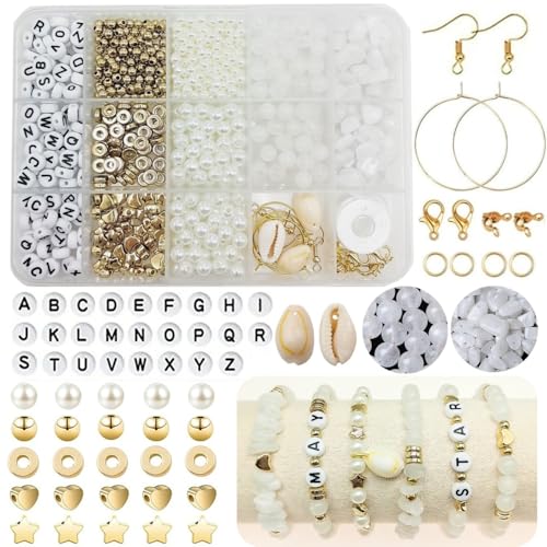 Basigeese Jewelry Making Supplies Kit Natural Stone Beads for Irregular Gemstone Beading with for DIY Craft Bracelet Necklace Earrings for Adults (White Jade) - color: White Jade