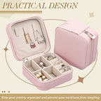 Yinkin 12 Pcs Mini Travel Jewelry Case Bridesmaid Proposal Gift Boxes, Small PU Leather Earring Organizer, Bulk Travel Accessories Portable Jewelry Holder(Pink) - color: Pink