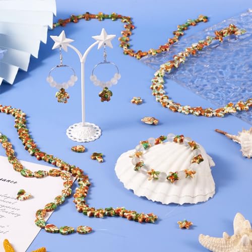 6 Strand Turquoise Spacer Beads Starfish Turtle Cross Leaf Butterfly Painted Beads Summer Ocean Loose Beads Crafts 8 Colors 13-17mm for DIY Bracelet Necklace Earring Jewelry Making - color: Mixed Color-A