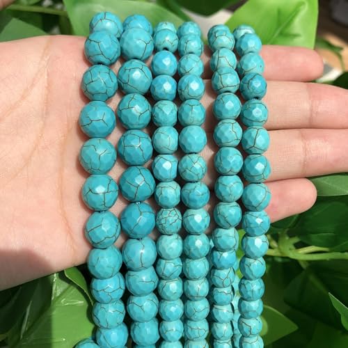 Yochus 60pcs Blue Turquoises Beads，6mm Healing Power Natural Stone Round Loose Beads for Jewelry Making Earring Necklace DIY Crafts - color: Blue Turquoise, size: 6mm 60beads