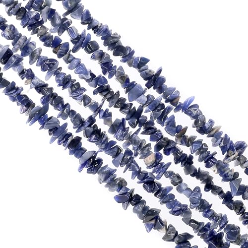 GM GemMartUSA Iolite Natural Raw Chip Beads Strands | Semi-Precious | AAA+ Quality 1 Strand 34” | DIY Bracelet Jewelry Making, Healing Crystal Craft| 4-6mm - Blue-Color Gemstones (CHIO-70001) - color: Iolite (CHIO-70001)
