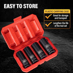 4 Pieces 1/2 inch Drive Deep Impact Socket Set,Metric,17mm 19mm 21mm 22mm,Cr-Mo,6-Point,Spindle Axle Nut Impact Socket - size: 1/2" Deep 4pc