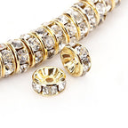 BRCbeads 8mm Gold Plated Crystal Rondelle Spacer Beads 100pcs per Bag for jewelery Making(#001 Clear Crystal) - color: 100pcs/Gold Plated/#001 Clear Crystal, size: 8 mm