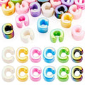 Beadthoven 20pcs Big Letter C Beads Large Hole Bubble Alphabet Acrylic Beads Charm Iridescent Plastic C Shape Loose Chunky Spacers for Jewelry Making Bracelet Necklace Keychains Shoelaces Crafts - color: C