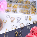 Prdingfy 579PCS Keychain Making Kit, Key Chain Supplies Including Keychain Clip, Key Rings, Lobster Claw Clasps, Jump Rings, Extender Chain,Pliers for Key Chain Making and Jewelry Making(Gold&Silver) - color: Gold-Sliver