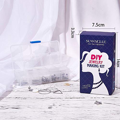 SUNNYCLUE 1 Box DIY 10 Pairs Geometric Hollow Earring Making Starter Kit Shell Ring Round Square Star Triangle Charm Connector Earring Stud Hooks Jewelry Making Supplies Craft Silver, Instruction - color: Diy 10 Pairs Earrings-style 2