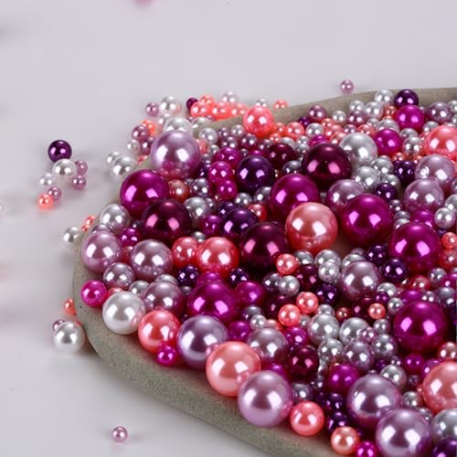 1000PCS Assorted Pearls Beads, No Holes, 3-10mm Crafts, Purple Loose Pearls for Vase Fillers, DIY, Table Scatter, Wedding, Birthday Party, Home Decoration - color: Purple