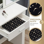 Garneck 5Pcs Jewelry Box Insert Foam Tray Set: 100 Slot Black Velvet Ring Earring Organizer Stackable Display Holder for Drawer Dresser Store Boutique Gift for Women Men
