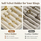 bussdis 3 Tier Bracelet Holder Display - Beige Leather Bracelet Holder, Detachable T Bar Jewelry Holder Organizer for Bracelet, Necklace, Earrings, Rings, Watches, Bangle - color: Beige