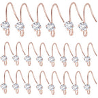 30 Pieces Diamonds Fish Earring Hooks Brass French Rhinestone Ear Wire with Open Loop Hole for DIY Dangle Earrings Jewelry Making, Rose Golden - color: Rose Gold