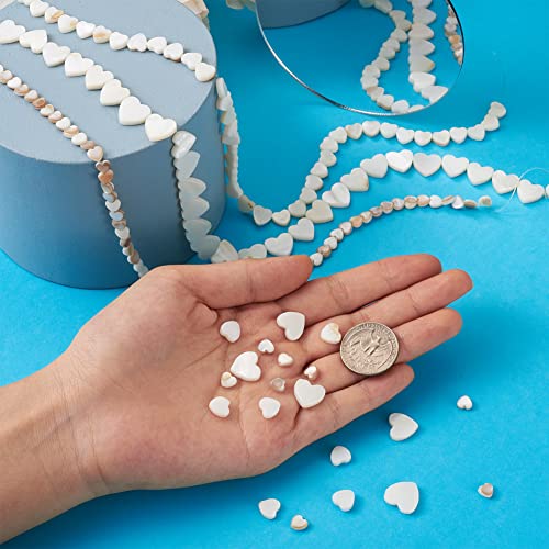 Fashewelry 147pcs Heart Natural Freshwater Shell Loose Beads White Peach Heart Sea Shell Spacer Charm Beads 6mm/8mm/12mm for Jewelry Making - color: 1-Shell Color, 6mm/8mm/12mm