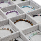 Juvale Velvet Stackable Jewelry Organizer Tray - 12-Grid Bracelet Holder & Ring Organizer - Velvet Jewelry Tray with Soft Compartments - Bracelet Holder Drawer Fits Standard Drawers - 14 x 9.5 In Gray - size: 12 Grids