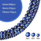 60pcs 6mm Natural Blue Tiger Eye Gemstone Beads Energy Healing Crystal Round Loose Stone Beads for Jewelry Making, DIY Bracelets Necklaces - color: Blue Tiger Eye, size: 6mm
