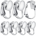 20pcs Silver Clip-on Earring Converters D-Shaped Brass French Earring Clips Components with 20pcs Comfort Earring Pads for None Pierced Ears Jewelry Making - color: Silver