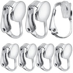 20pcs Silver Clip-on Earring Converters D-Shaped Brass French Earring Clips Components with 20pcs Comfort Earring Pads for None Pierced Ears Jewelry Making - color: Silver