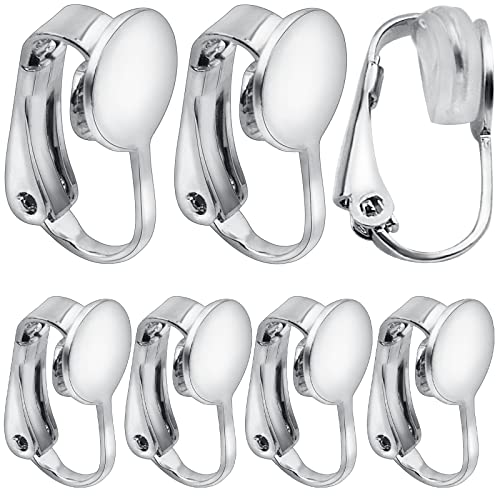 20pcs Silver Clip-on Earring Converters D-Shaped Brass French Earring Clips Components with 20pcs Comfort Earring Pads for None Pierced Ears Jewelry Making - color: Silver