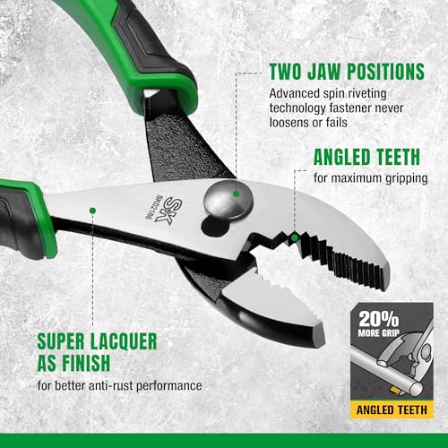 SK 6-Inch Slip Joint Pliers, High Carbon Steel, Ergonomic Anti-slip Handle for Comfortable Grip - style: 6-Inch Slip Joint Pliers