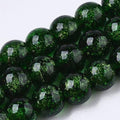 Stiesy 45pcs/Strand Handmade Gold Sand Lampwork Beads, 11.5-12.5mm Round Beads Bulk for DIY Jewelry Making Bracelets Anklets Craft Supplies, Dark Green Color - color: Dark Green-1strand