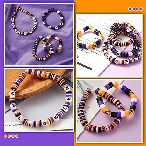 Ferraycle 5700 Pcs Fall Halloween Clay Beads Set Christmas Clay Beads Holiday DIY Jewelry Making Kits for Bracelet Necklace Earring(Black, Purple, Orange, White) - color: Black, Purple, Orange, White