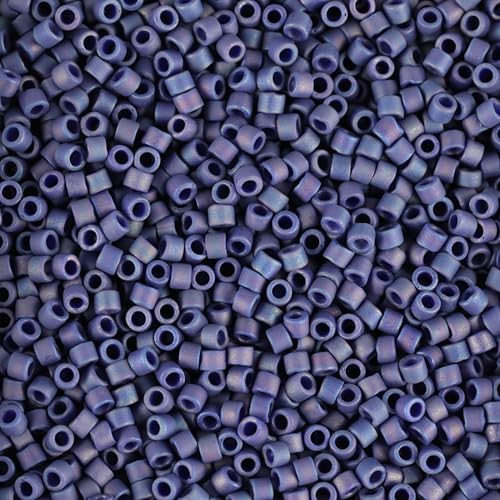 Miyuki Delica Seed Beads – Size 11/0 (1.6 mm), DB2319, Frost Opaque Rainbow Navy Blue, 7.2 g, Approx. 1440 Beads, Made in Japan - color: DB2319 - Frost Opaque Rainbow Navy Blue