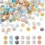 SUNNYCLUE 1 Box 200Pcs Shell Disc Beads Flat Shell Beads Freshwater Seashells Colorful Flat Round Summer Ocean Sea Loose Spacers for Jewelry Making DIY Bracelets Necklaces Earrings