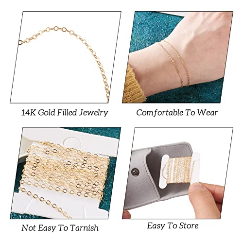 Elecrelive 3.28FT 14K Gold Filled Chains 1.5mm Brass Cable Chains Thin Weldable Link Curb Necklace for Permanent Jewelry Necklace Bracelet Making - color: Golden-Cable Chain