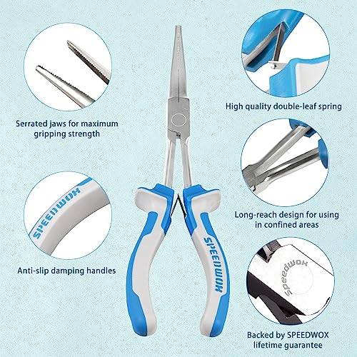 SPEEDWOX Long Reach Needle Nose Pliers with Teeth, Extra Long Plier, 7 Inches Long Nose Mini Precision Wire Looping Pliers for Hard to Reach Narrow Spaces High Leverage Reduce Efforts Non-slip Handles - style: Needle Nose Pliers with Teeth