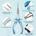 SPEEDWOX Long Reach Needle Nose Pliers with Teeth, Extra Long Plier, 7 Inches Long Nose Mini Precision Wire Looping Pliers for Hard to Reach Narrow Spaces High Leverage Reduce Efforts Non-slip Handles - style: Needle Nose Pliers with Teeth