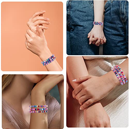 Ornaland Heishi Surfer Bracelets Set Polymer Clay Heishi Beads Stretch Bracelets Multi-Layer Stackable Friendship Bracelets Bohemia Summer Beach Jewelry for Women - color: Colorful-2