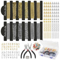 59FT 18K Gold Necklace Chains for Jewelry Making 12 Rolls Gold Plated Stainless Steel Jewelry Chains Kit with 52 Letter Pendants,Pliers,Jump Rings,Lobster Clasps Accessories for DIY Necklace Bracelet - color: 18k Gold Plated+Stainless Steel 59Ft