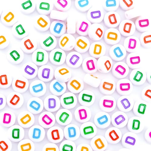 300Pcs Round Letter Pony Beads D 4X7mm Individual Alphabet Beads for Friendship Bracelets Making - color: Round - D