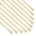 YOUBEIYEE 10pcs Charming Paperclip Necklace Chain Kit Gold Plated Stainless Steel Link Chain Necklace Paper Clip Necklace Bulk - color: Gold, size: 20inch (4x12mm)