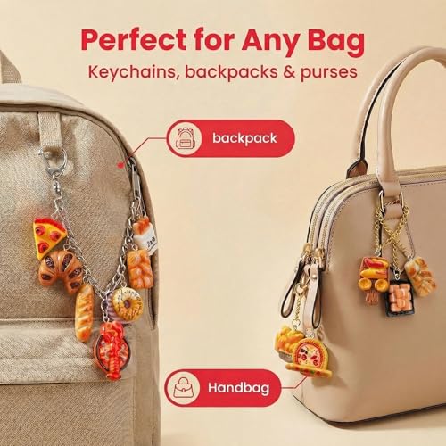 KJML DIY Cute Keychain Charms Bulk 30pcs Pendant Charms for Keychain Making Mini Resin Charm for Funny Keychains Bag Charm Purse Backpack Jewelry Making - color: Mix Food