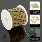 UMAOKANG 10 Meters Gold Plated Chains for Jewelry Making Black Enamel Bead Stainless Steel Link Chain on Spool - color: Gold-Black Enamel